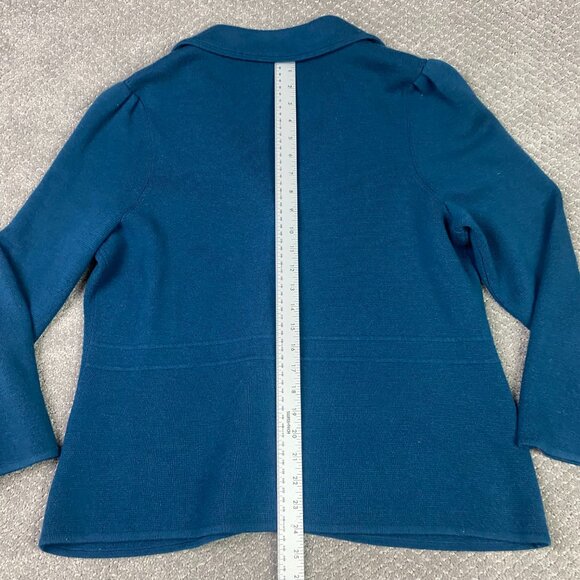 Talbots Merino Wool Sweater Blazer Women 1XP Petite Teal - Picture 11 of 12